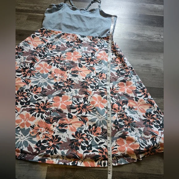 Pact Lake Blossoms/Lake Stripe Fit & Flare Strappy Dress XL - Picture 6 of 11